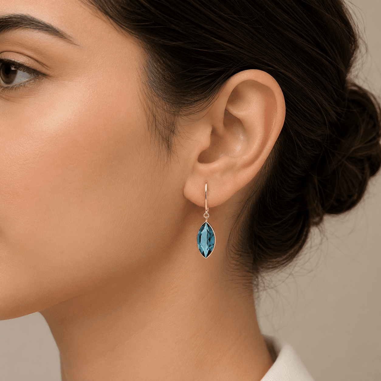 Marquises Shape London Blue Topaz Earrings