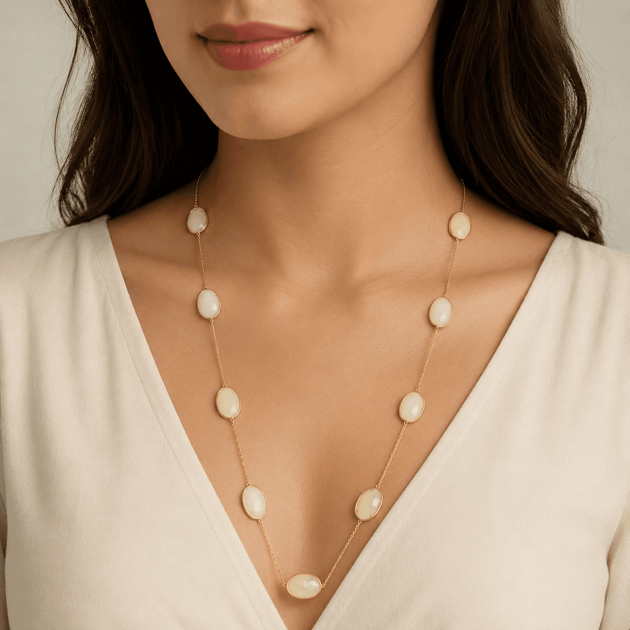 Opal Necklace in 18K Yellow Gold