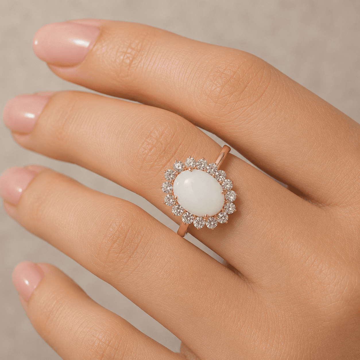 Opal Diamond Ring in 14k Yellow Gold