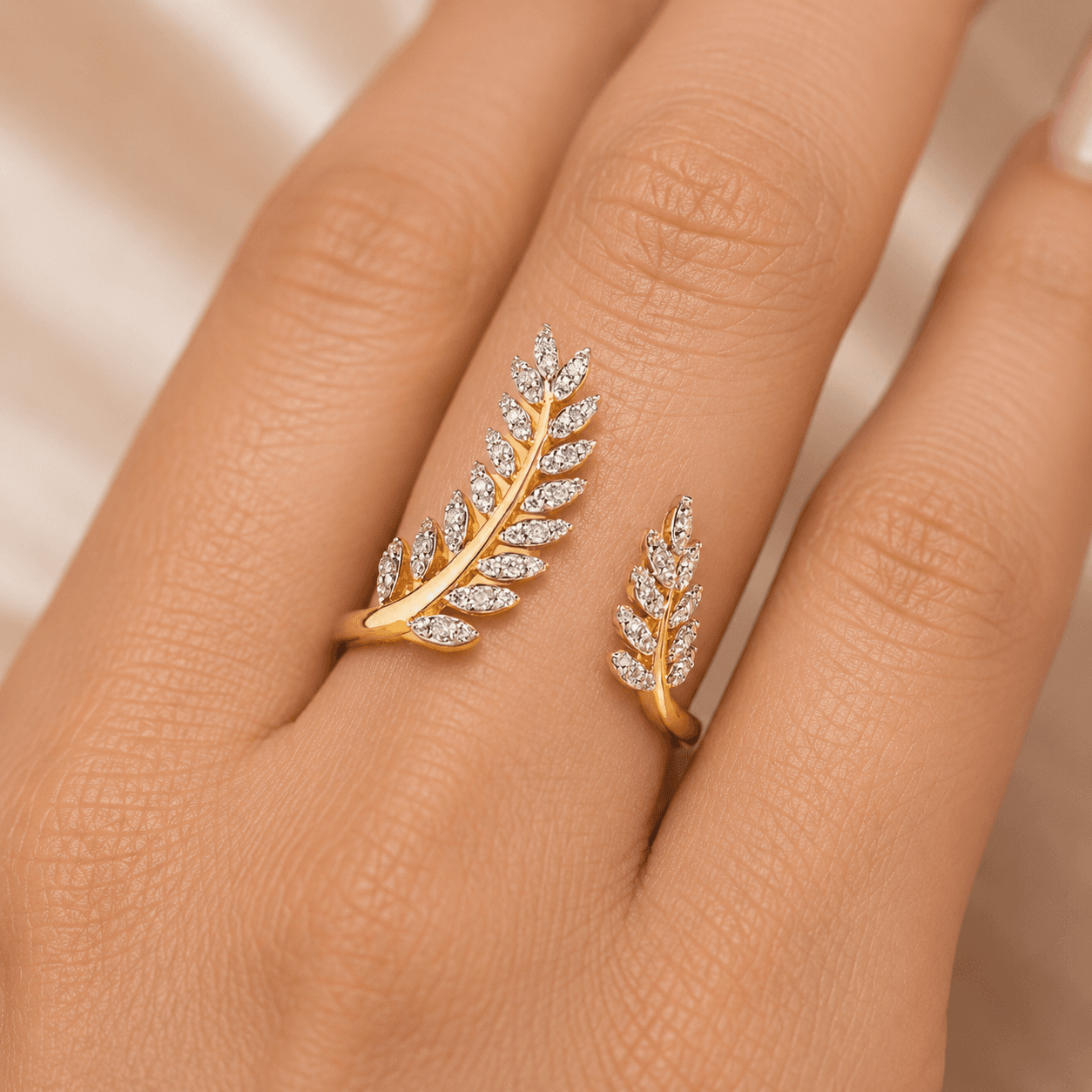 Diamond Designer Feather Ring