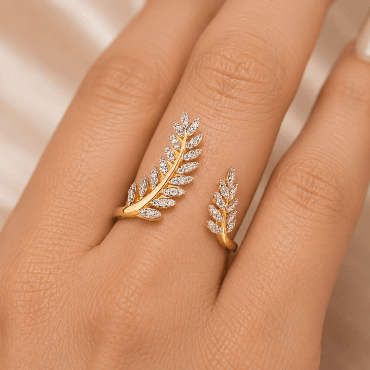 Diamond Designer Feather Ring