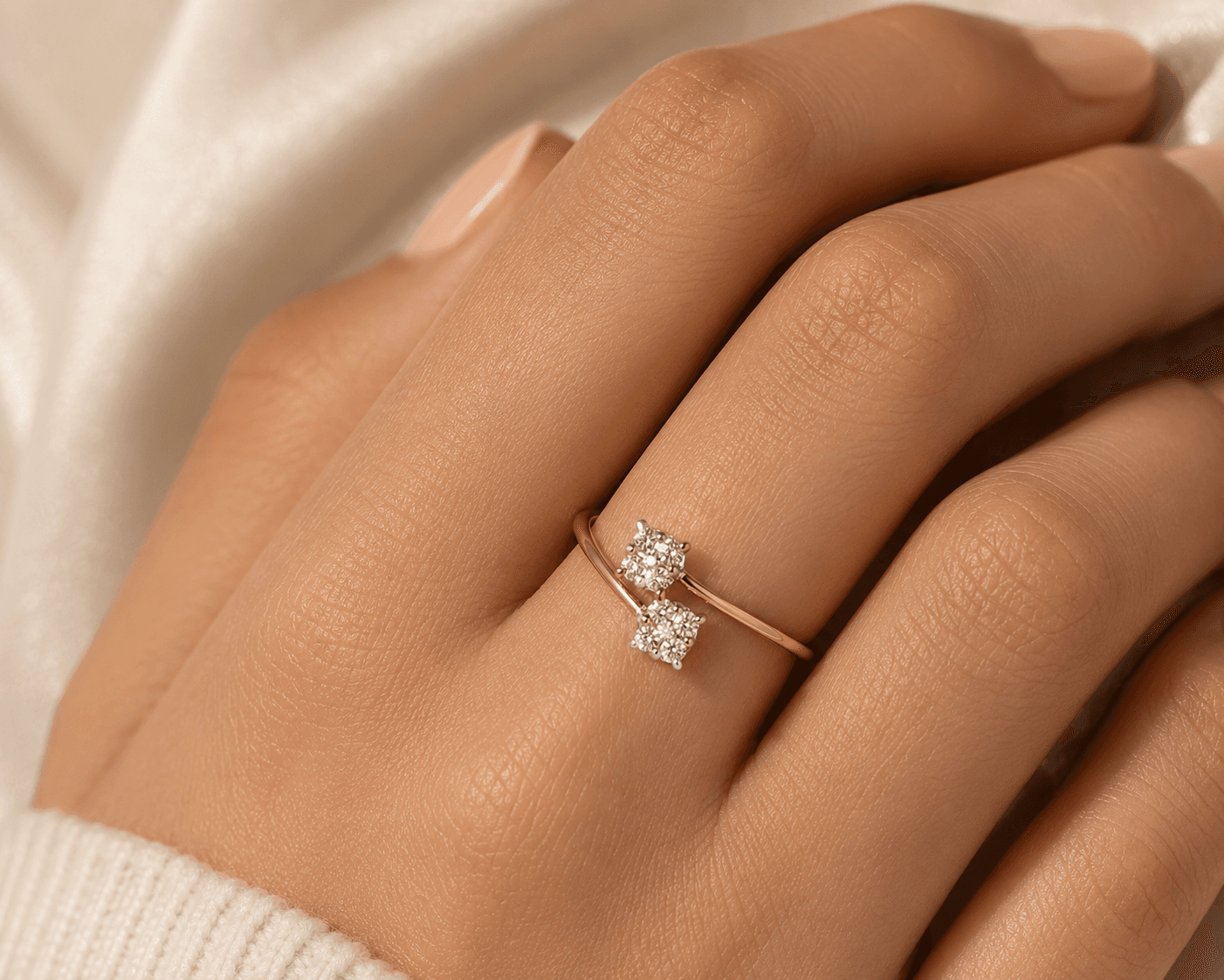 Round Shape Bypass Diamond Ring