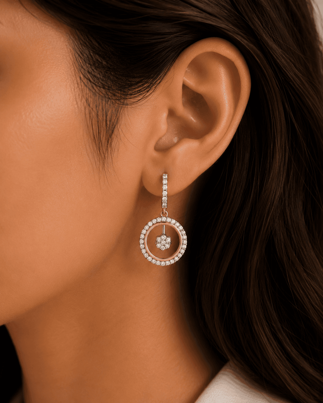 Diamond hoop earrings in solid