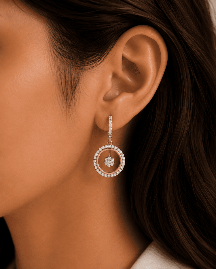 Diamond hoop earrings in solid