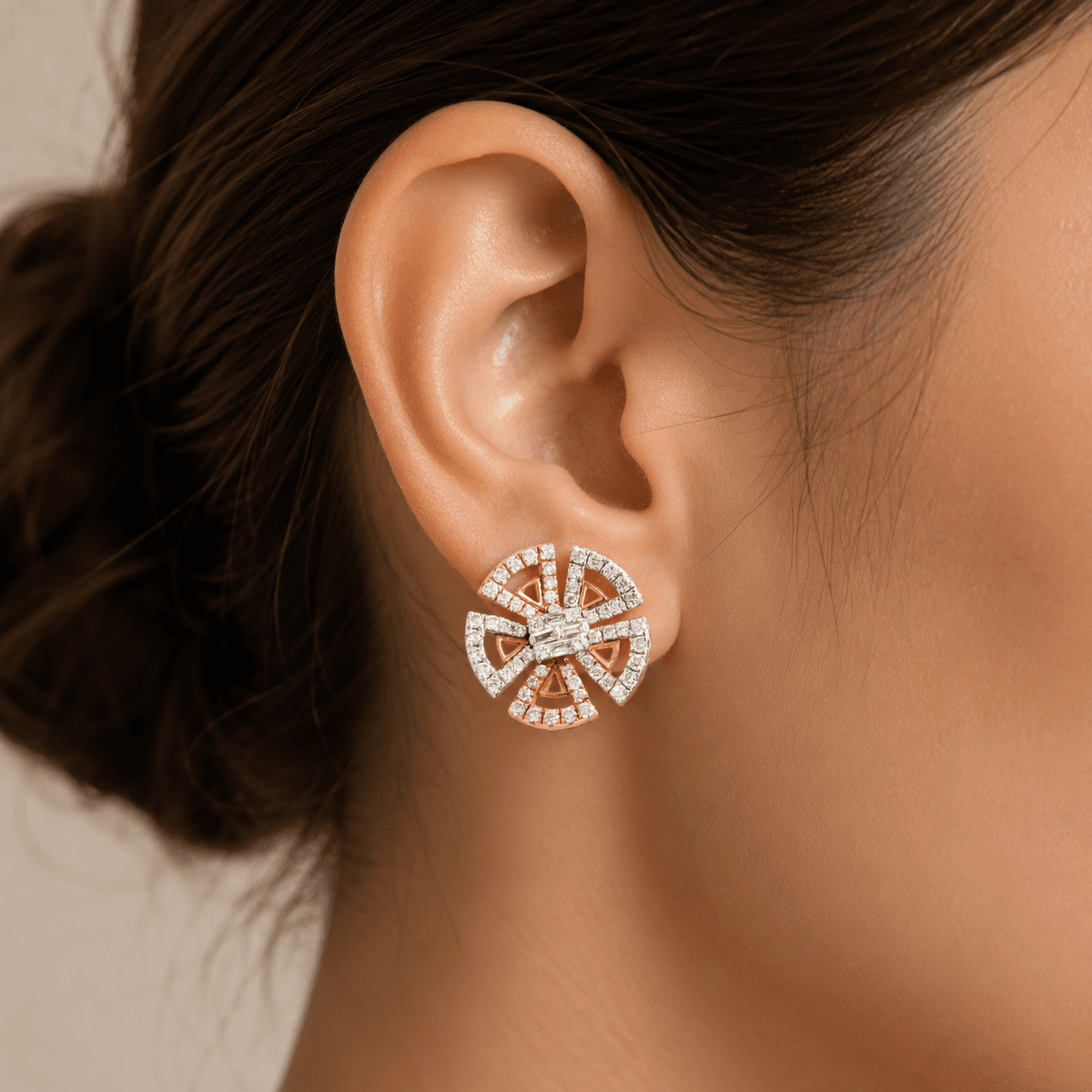 Flower Rose Gold Earrings