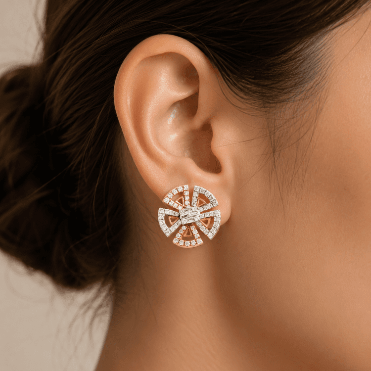 Flower Rose Gold Earrings