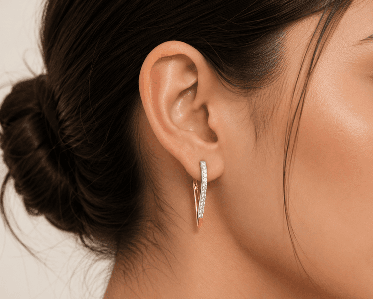 Diamond Heart hoop earrings