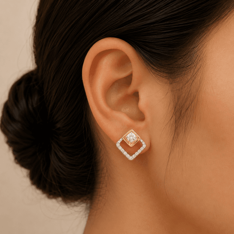 Quad Shaped Diamond Earrings