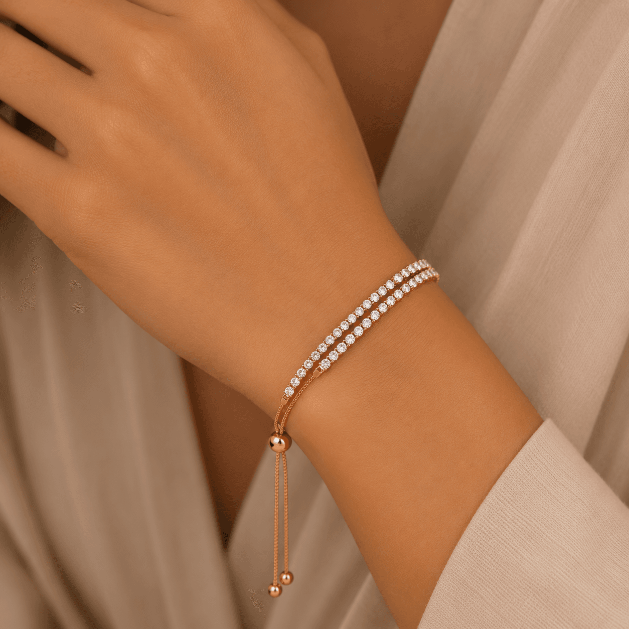 14K Rose Gold Diamond Bracelet