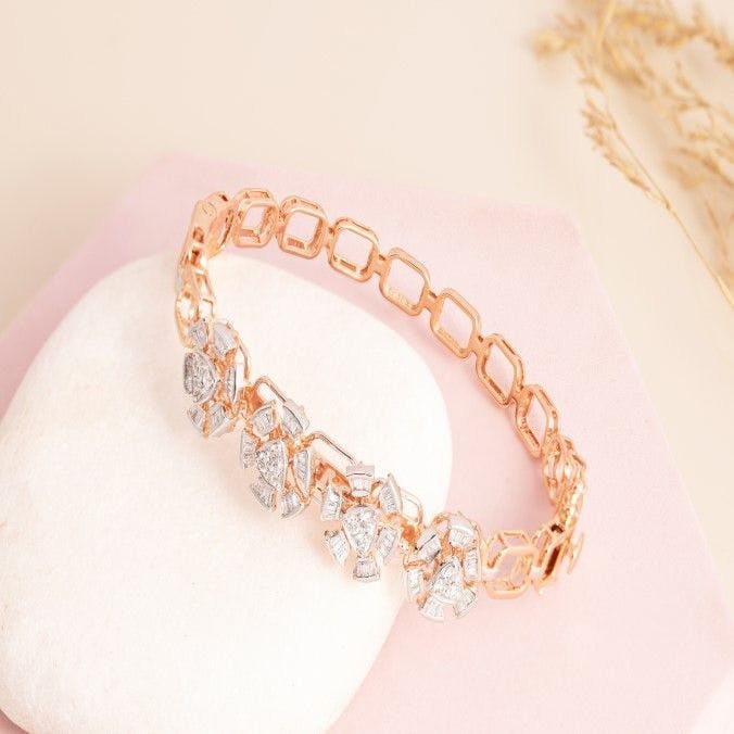 0.84 Ct Diamond Bracelet, 14kt rose