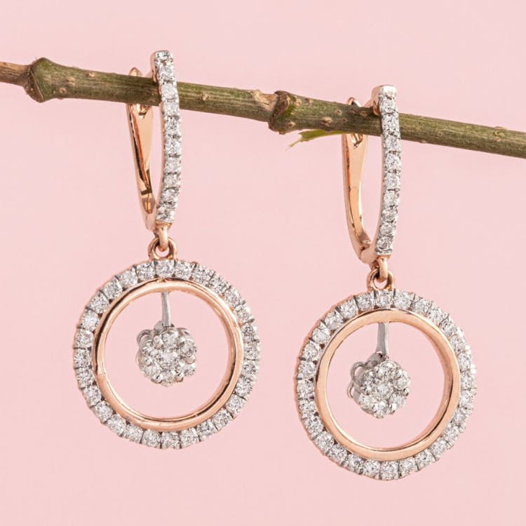 Diamond hoop earrings in solid gold Handmade with diamonds